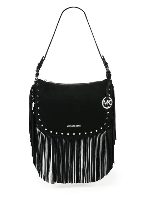 Michael Kors “Billy” suede messenger bag w/ fringe 